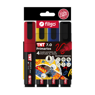 Marcadores Filgo Tnt 7.0 Al Agua Estuche X 4 Primario