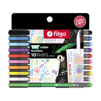 Roller Filgo Tnt Pintura Al Agua Estuche X 10 Surtido