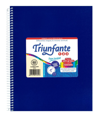 Cuaderno Triunfante Forrado 21X27 C/Esp 60 Hjs Cuadriculado Azul