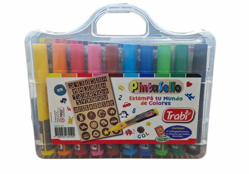 Marcadores Trabi Sellitos + Libro P/Colorear En Valija