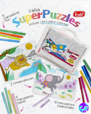 Marcadores Trabi Super Puzzle En Valija