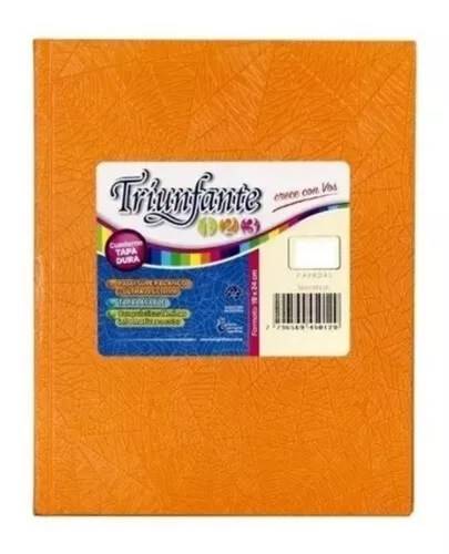 Cuaderno Triunfante 123 Forrado 19x23 T/d 96 Hjs Rayado Naranja