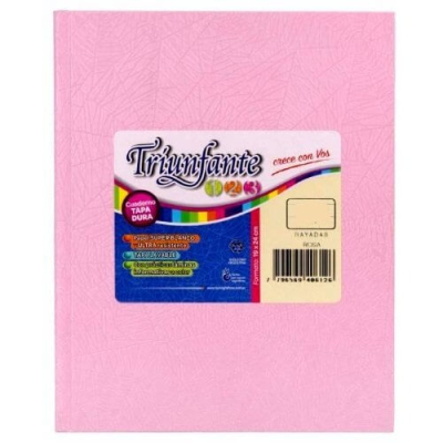 Cuaderno Triunfante 123 Forrado 19X23 T/D 96 Hjs Rayado Rosa