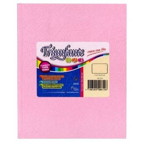Cuaderno Triunfante 123 Forrado 19X23 T/D 96 Hjs Rayado Rosa