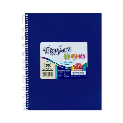 Cuaderno Triunfante Forrado 21X27 C/Esp 100 Hjs Cuadriculado Azul