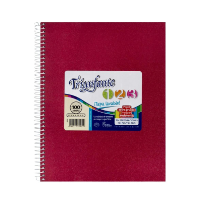 Cuaderno Triunfante Forrado 21X27 C/Esp 100 Hjs Rayado Rojo