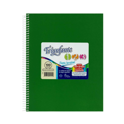 Cuaderno Triunfante Forrado 21X27 C/Esp 100 Hjs Rayado Celeste