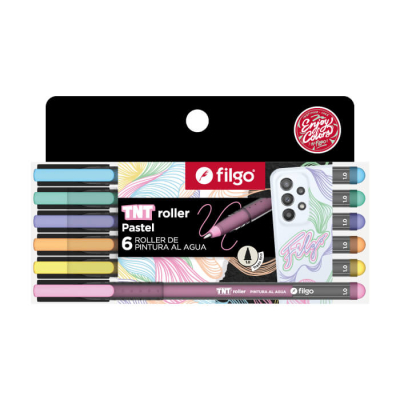 Roller Filgo Tnt Pintura Al Agua Estuche X 6 Pastel