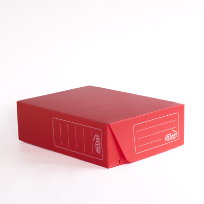 Caja Archivo Plástico Corrugado Rojo Oficio 12 Cm Plana 