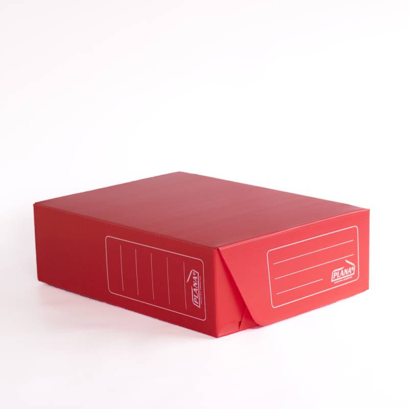 Caja Archivo Plástico Corrugado Rojo Oficio 12 Cm Plana
